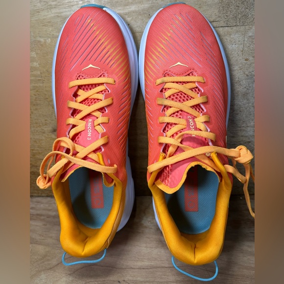 Hoka One One Rincon 3 Womens Sz 8 Running Shoes Sneakers Orange Yellow - Picture 7 of 12